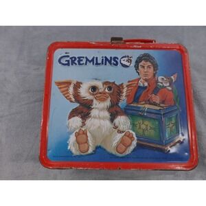 Vintage Aladdin 1984 Gremlins Metal Lunchbox Blue/Multi Color Warner Bros. Movie